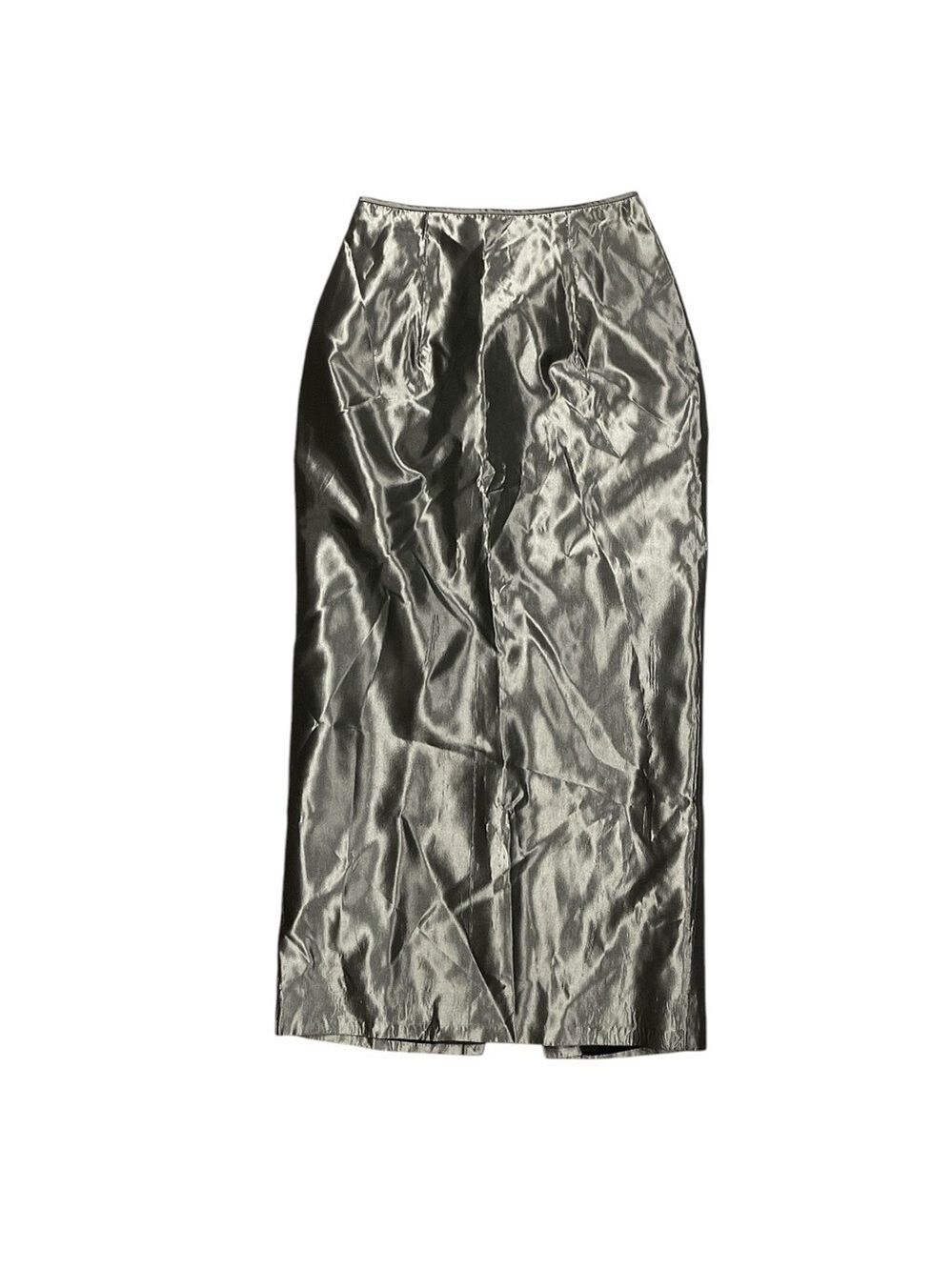 Jessica McClintock Silver Metallic Column Midi Skirt Rockstar Glam Black Tie - Picture 2 of 8